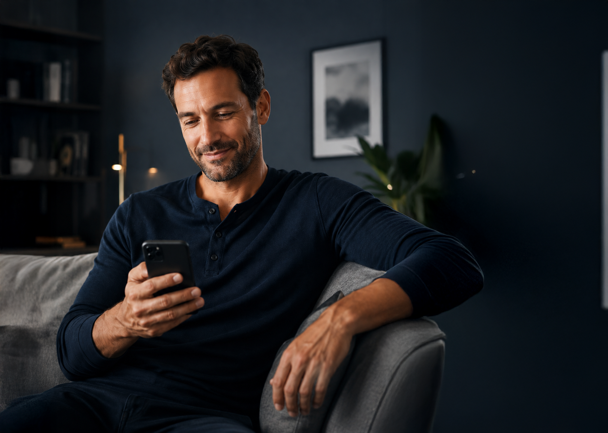 Man choosing his treatment from his phone